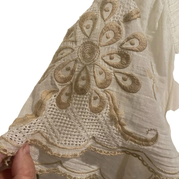 BCBG Max Azria Runway Embroidered Lightweight Cotton‎ Dress, Size M, Cream/White - Picture 5 of 15